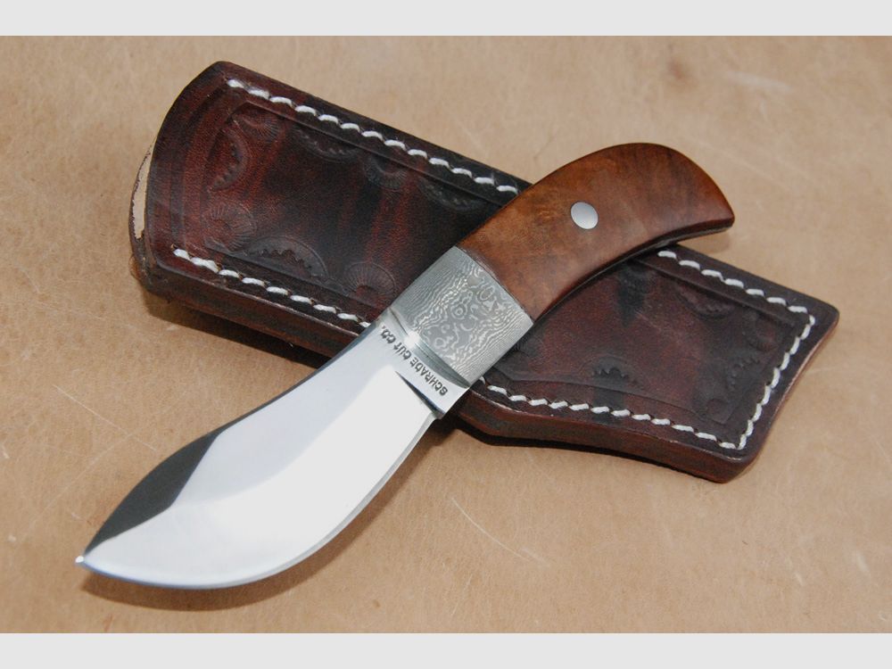 Coltello Schrade in damasco a 63 strati con fodero in pelle