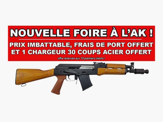 FOIRE AK - CARABINE WBP AK MINI JACK BOIS CAL.7.62x39 + 1 CHARGEUR 30 COUPS OFFERT !