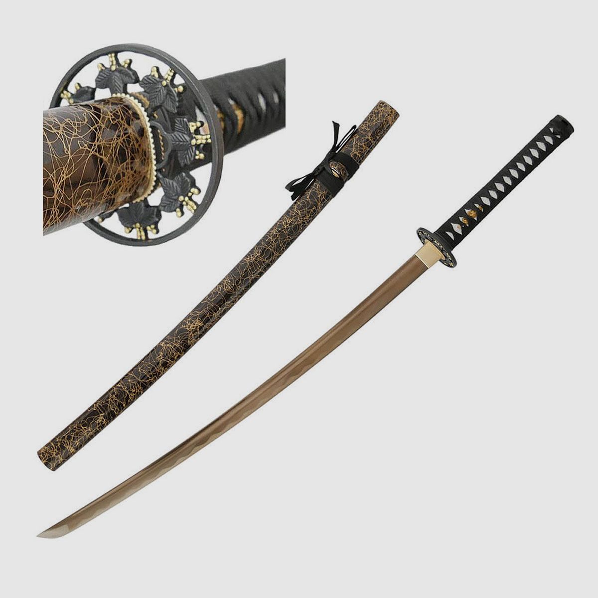 Złoty samurajski katana z złotą klingą