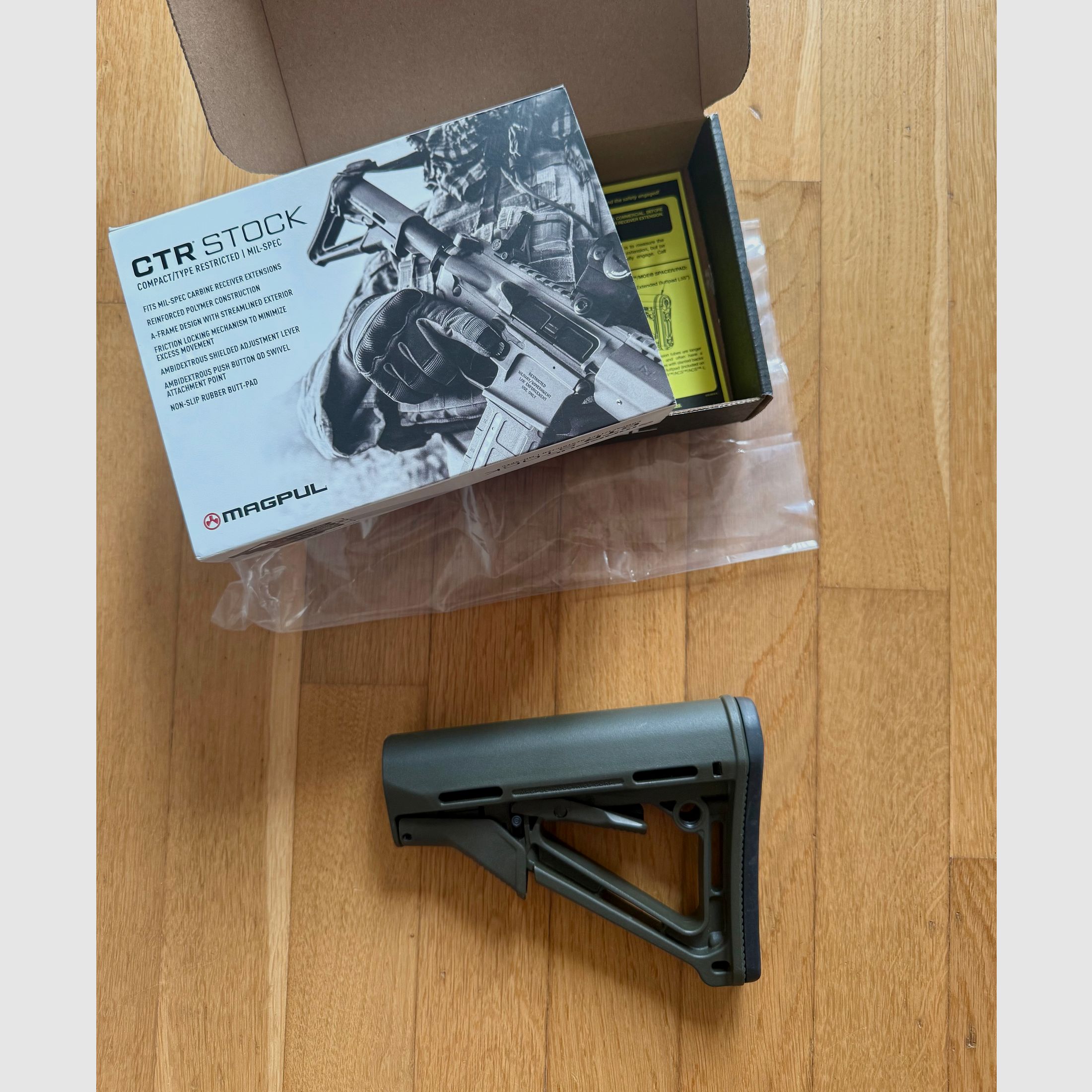 Magpul CTR stock in OD green. milspec, like new, immagine 2 di 2