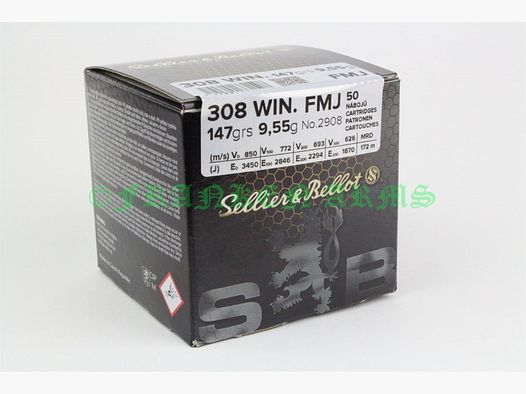 Sellier&Bellot .308 Win. FMJ 147gr. 9,55g 50 Stück 114463