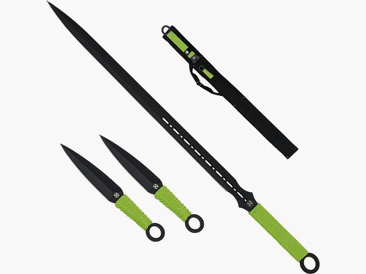 Zombie Schwert + 2 Wurfmesser Dead Samurai