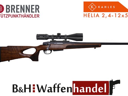 Neu: Brenner Komplettpaket BR20 Lochschaft mit Kahles Helia 2.4-12x56i fertig montiert Jagd Büchse Komplettset (BestNr.: BR20LSP11)
