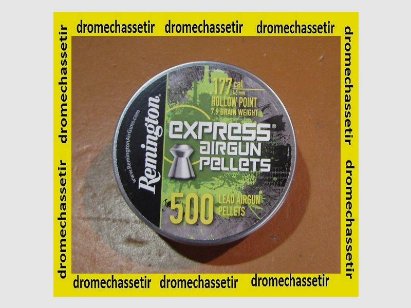 boite de 500 plombs Remington Express Airgun Hollow Point, cal 4,5mm, poids 7,9 grains