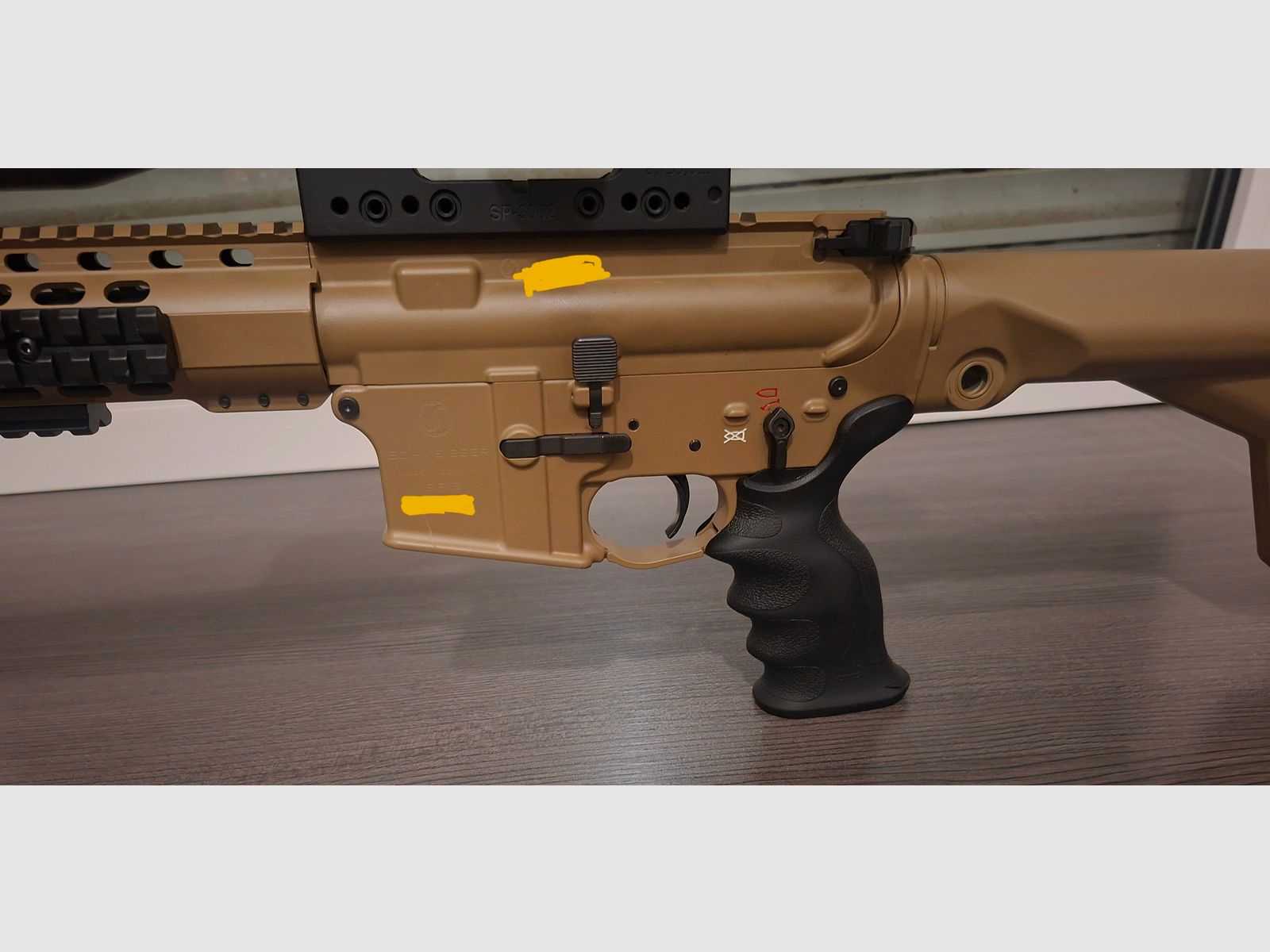 Schmeisser SP15 LMR, straight pull repeater, AR15 on yellow firearms ownership certificate, as new, RAL8000