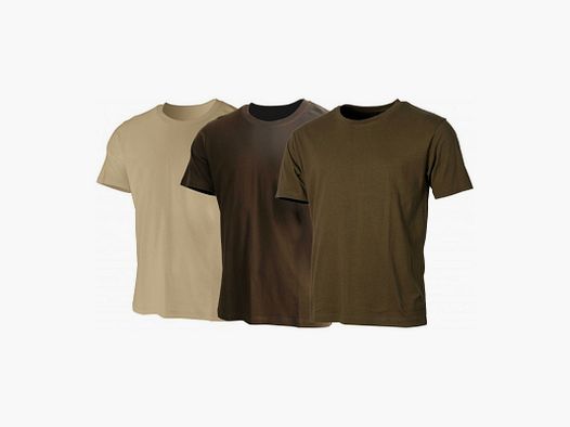 Set van 3 Katoenen T-shirts - Beige, Khaki, Bruin