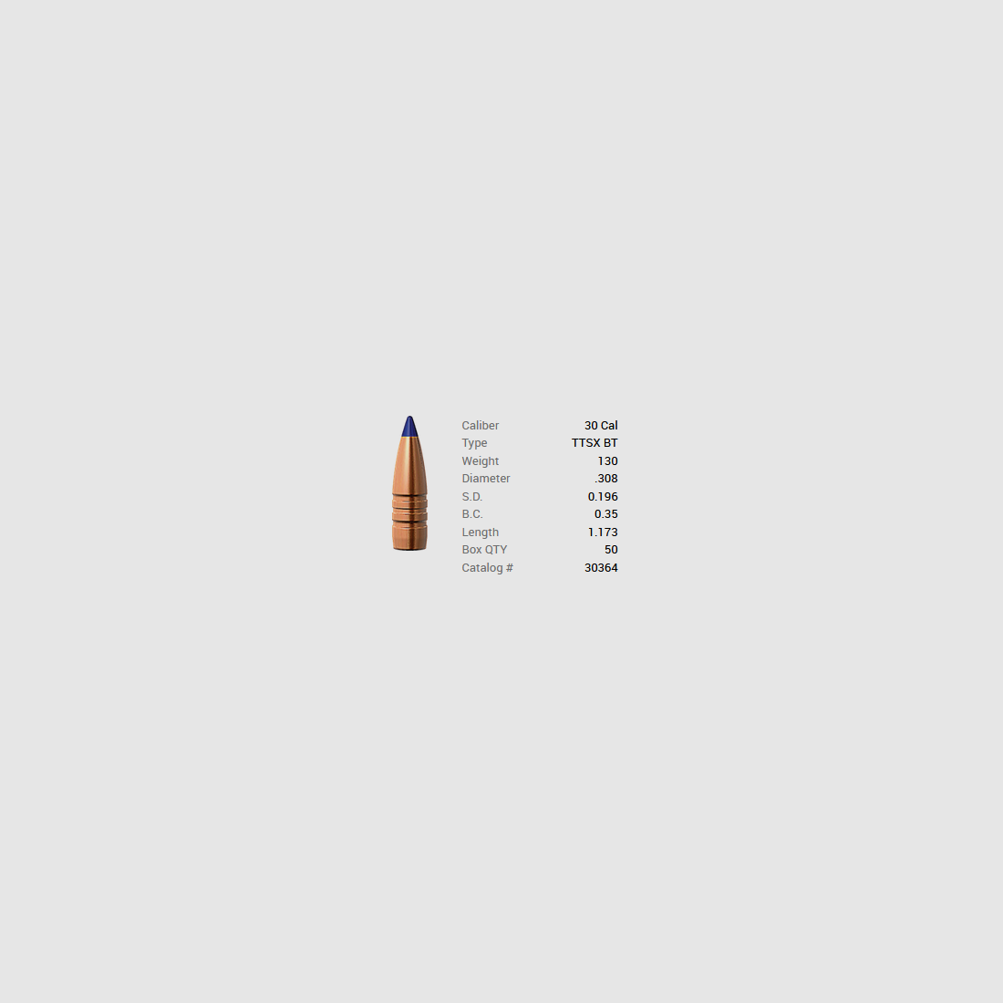 Balle Barnes .30/.308 130GR Tipped TSX BT 50 pièces, image 1 sur 22
