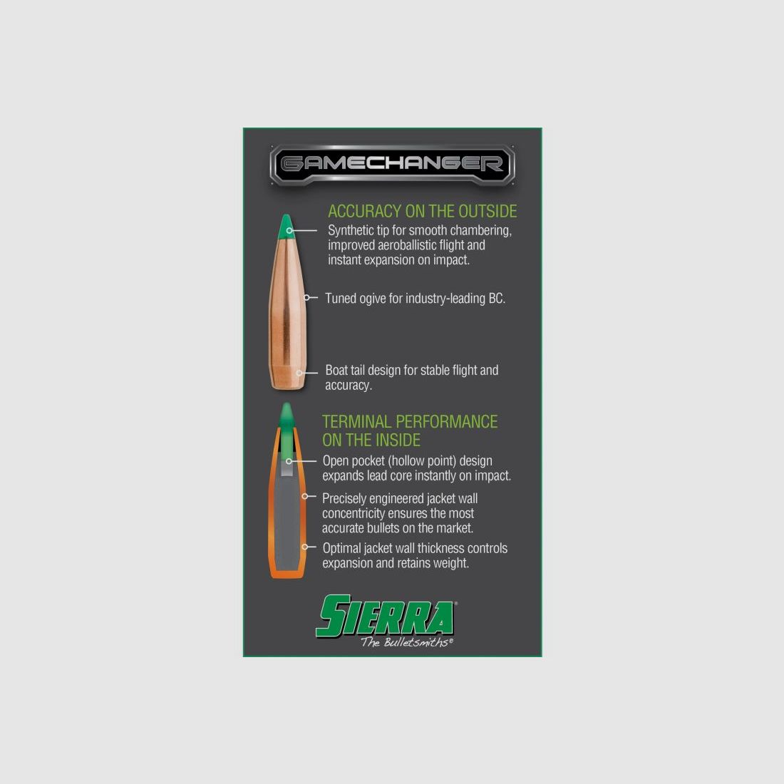 Sierra Geschoss 6,5mm/.264 130GR Tipped Game King Game Changer BT 50 Stück