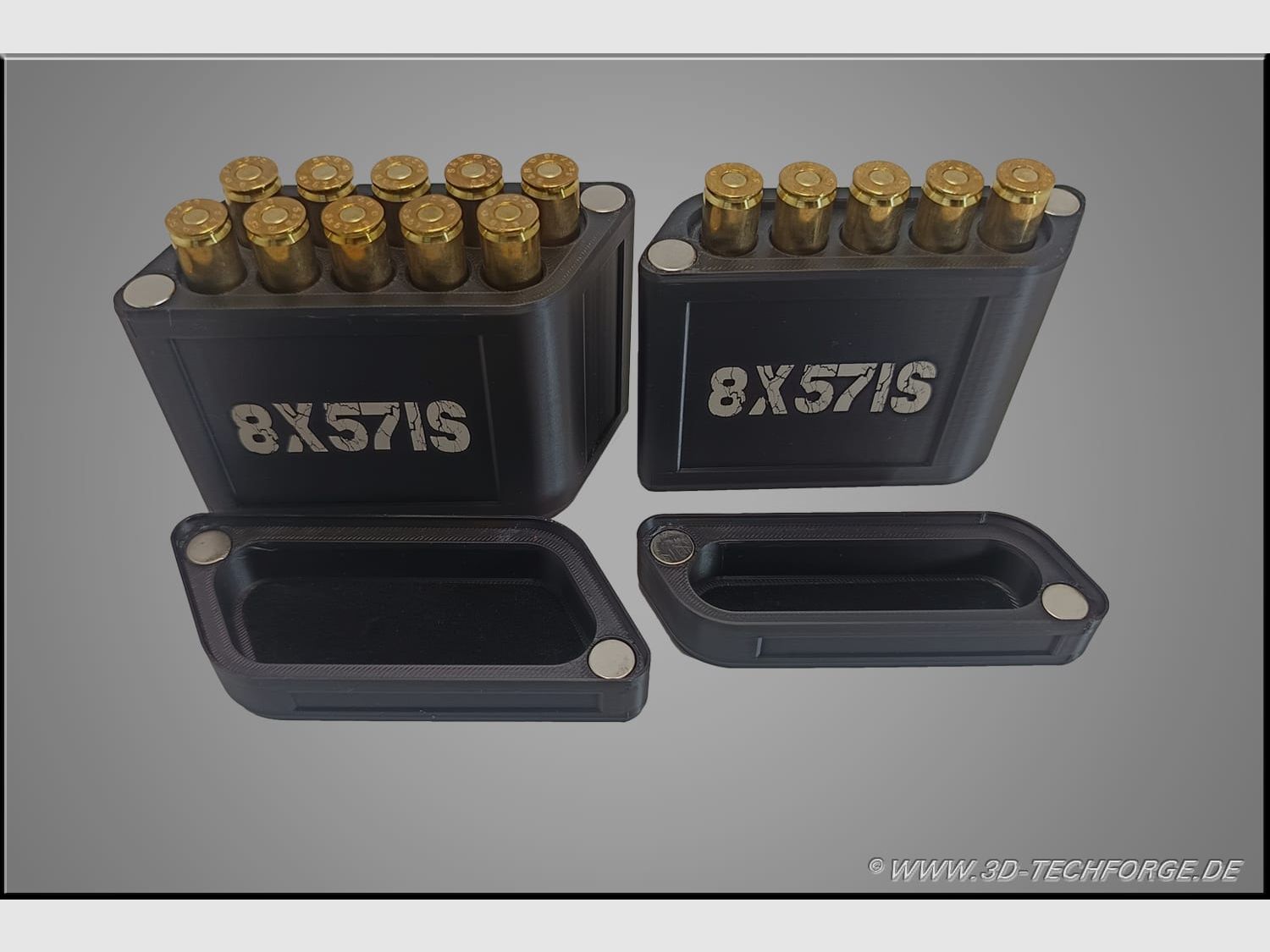 Estuche para cartuchos 8x57 IS magnético (5 / 10 disparos) – Silencioso y sin ruido con inserto de fieltro, muchos otros calibres bajo pedido