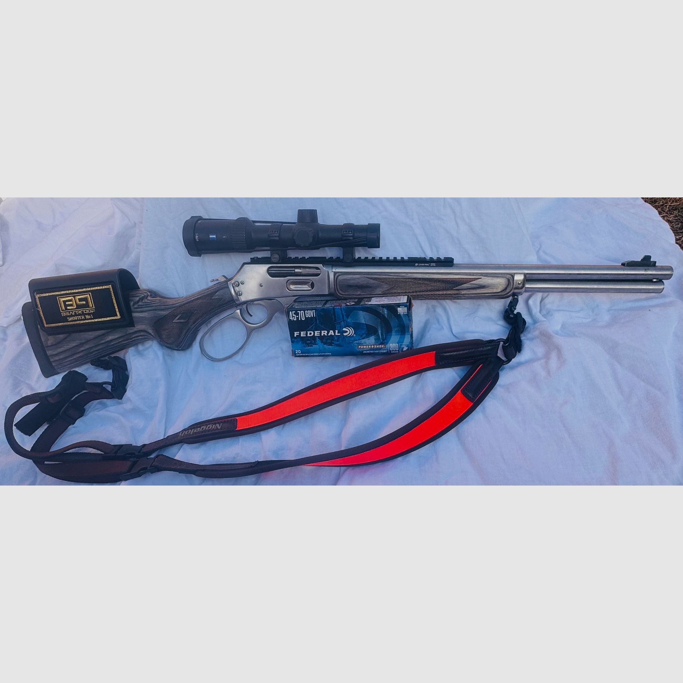 Marlin SBL 1895 Unterhebelrepetierer – Kaliber .45-70 GOV – mit Zeiss Conquest V4 und Munition 