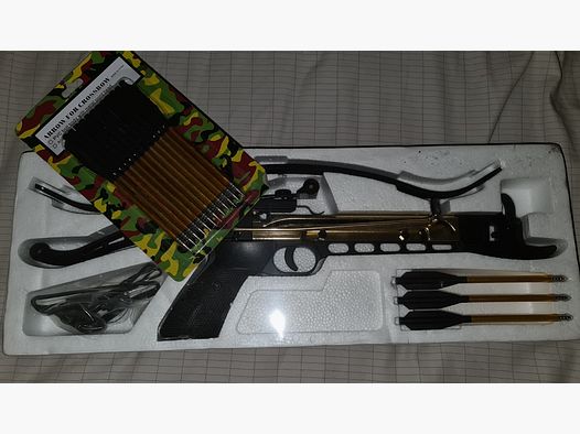 ARMBRUST SET FAUST HAND PISTOL CROSSBOW NEU + 12 ERSATZ PFEILE 