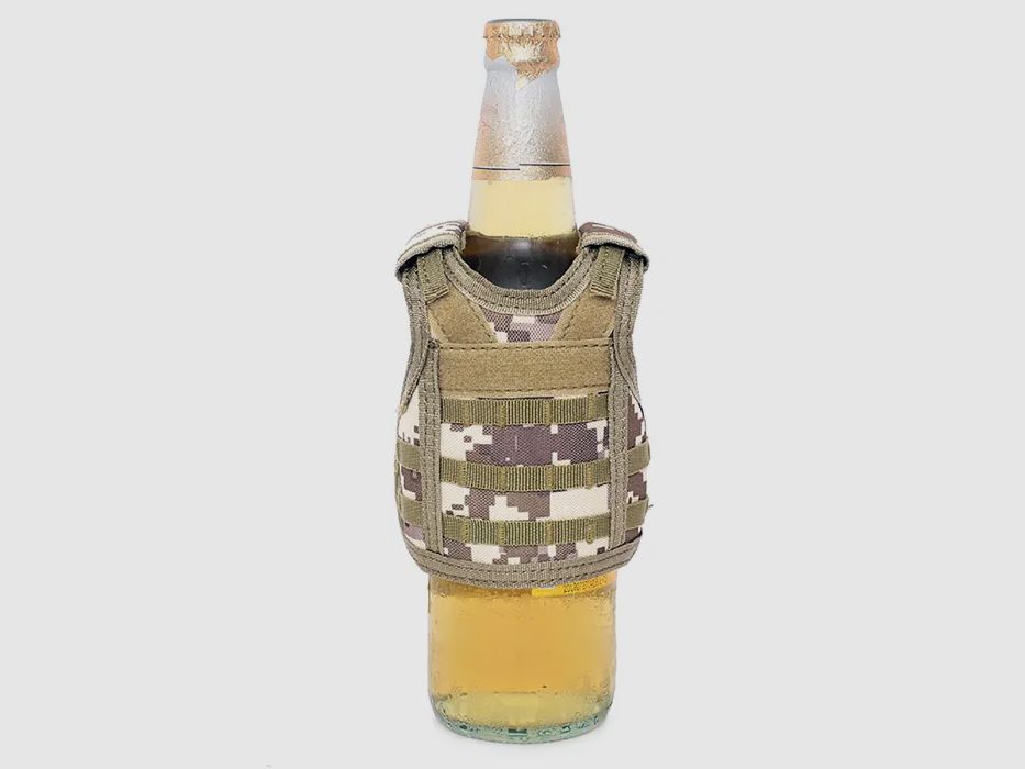 Mini Schutzweste für Bierflasche / Weinflasche / Thermosflasche - Digital-Desert