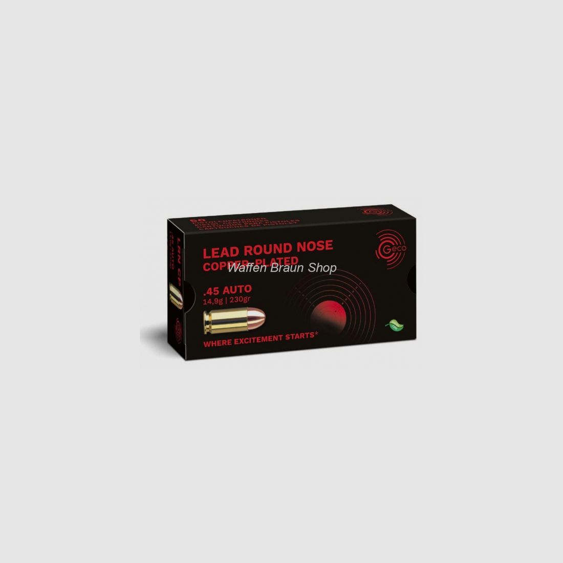 Geco .45 ACP Blei Rundkopf verkupfert SX 14,9g 50 Stück