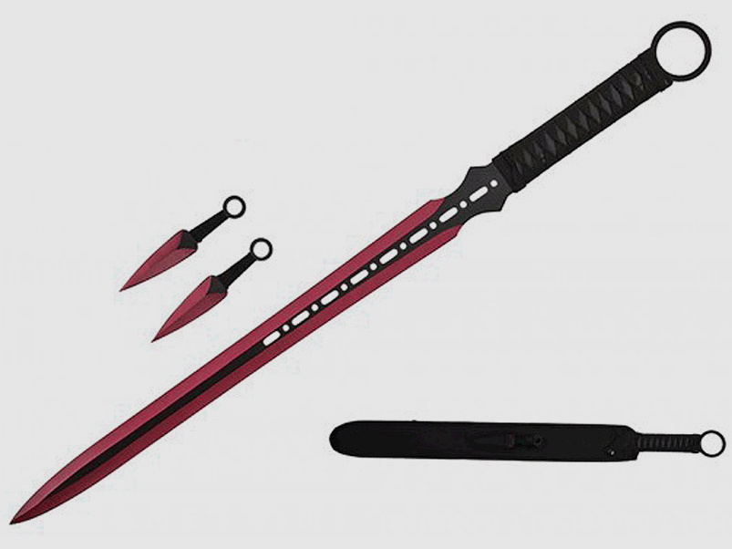 Ninja sword and kunai with carrying strap