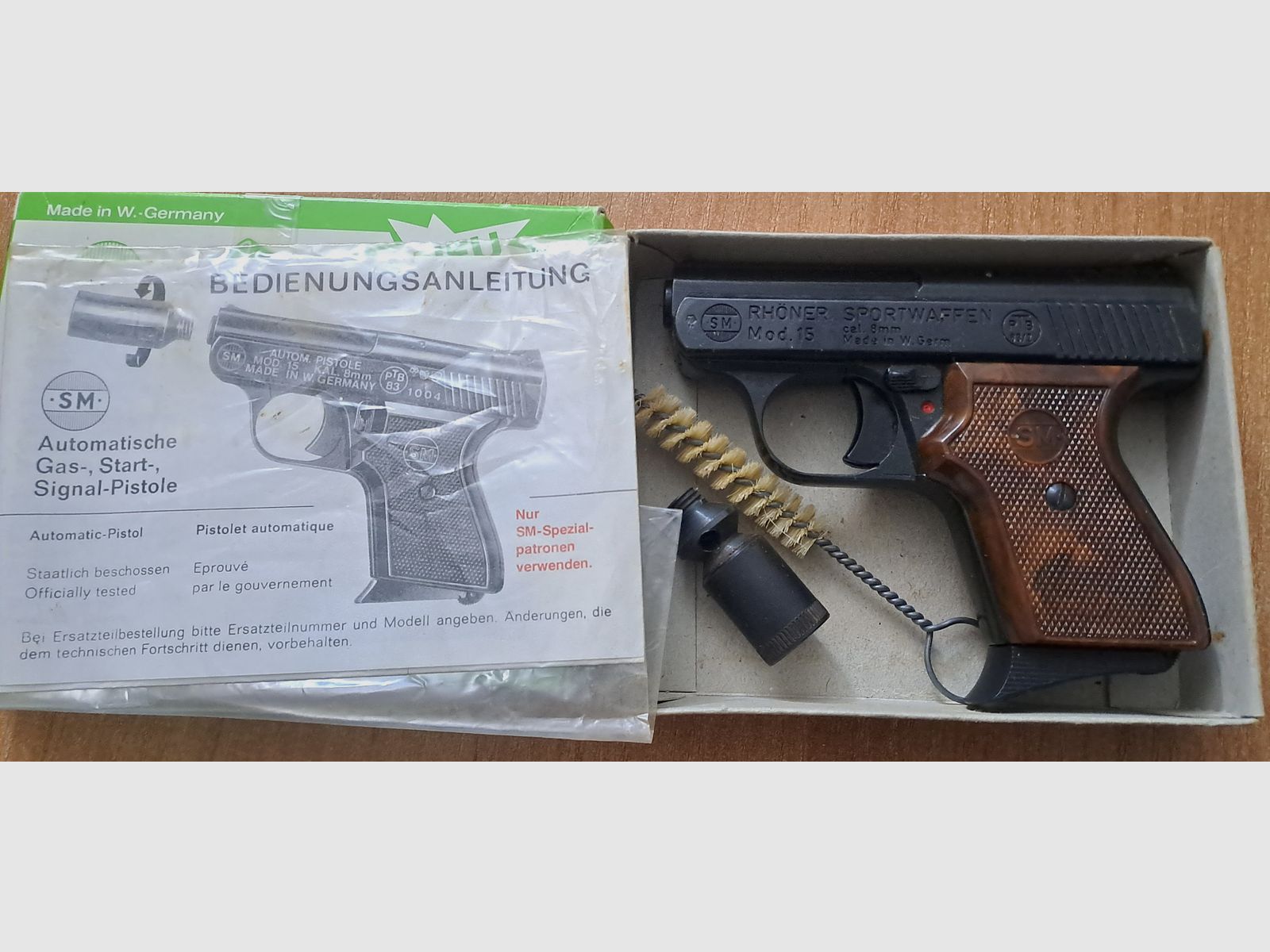 Old Rhöner SM 15 caliber 8 mm blank in PTB 83/2 with packaging!