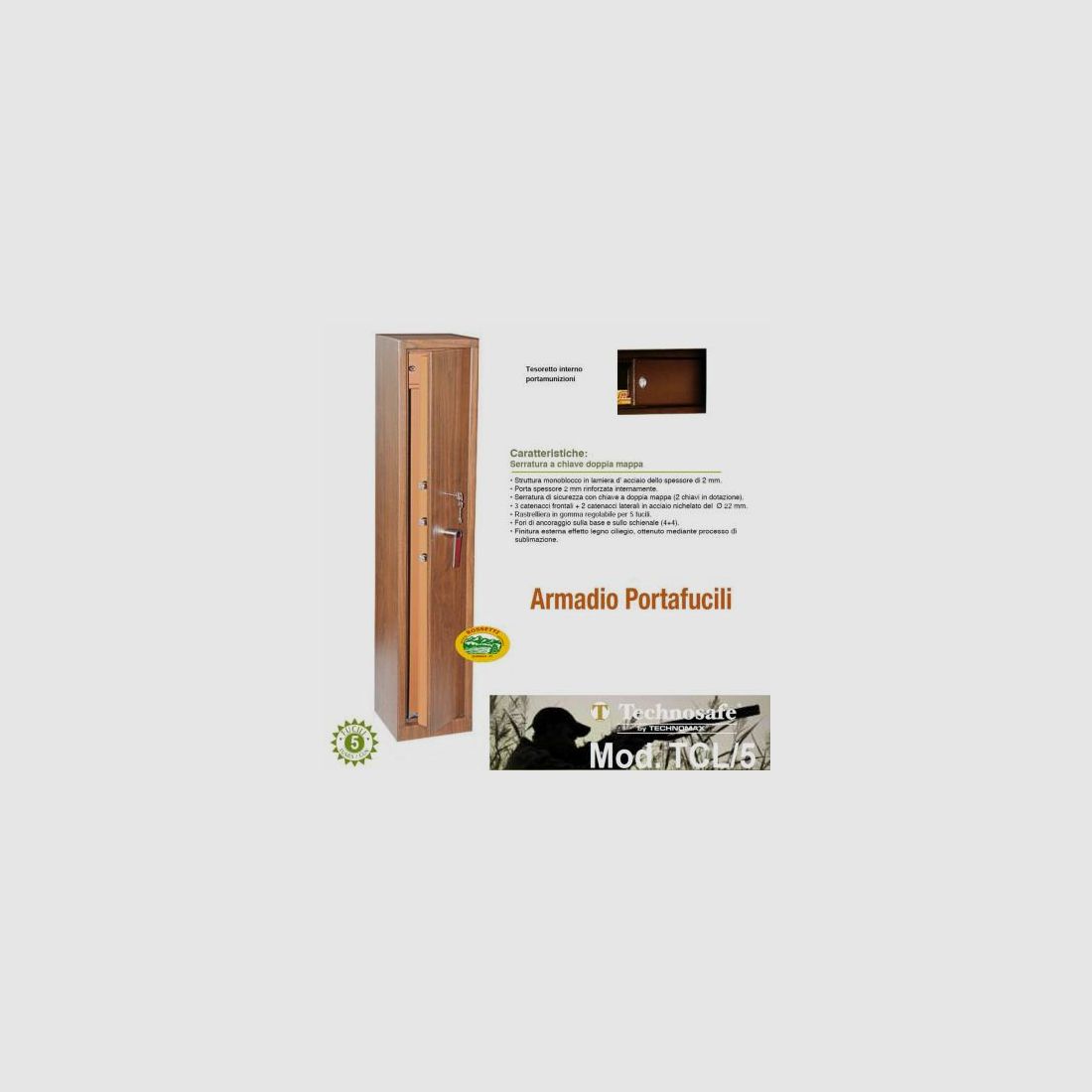 TECHNOMAX Schrank 5 Plätze Holzart Kirschbaum TCL/5