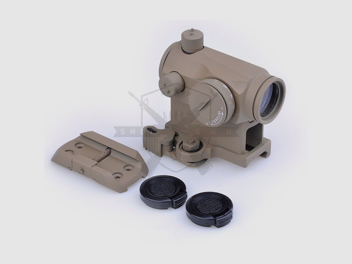 Set: T1 Red/Green Dot -Nachbau mit QD Mount und Lowmount (TAN)