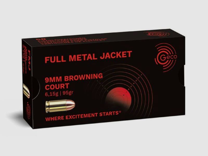 GECO 9 mm Browning short Full Metal Jacket 6,15g/95gr - 50 Patronen