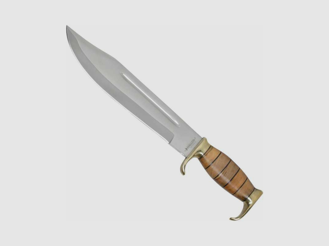 Haller Bowie Messer 420 Holzgriff und Lederscheide