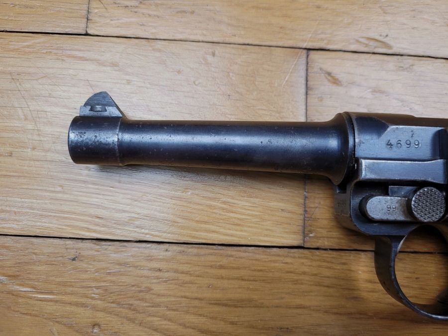 Sehr schöner Luger P08 Pistol Erster Weltkrieg – Herstellung DMW von 1916 – vollständig monomatrikuliert einschließlich Magazin – Wunderschöner Lauf -TBE, Bild 19 von 21
