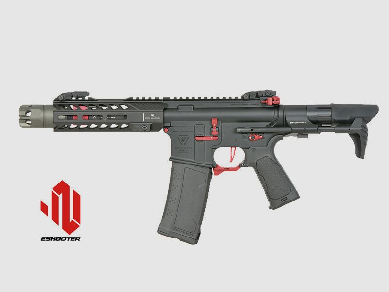 Strike Industries 7" Raiders Competition CQB S-AEG mit Eshooter ETU, rote Elemente