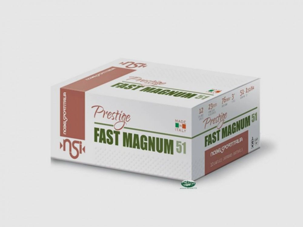 NOBEL Patronen PRETIGE FAST MAGNUM 51 Kal.12 pb.3 Speziell Colombaccio