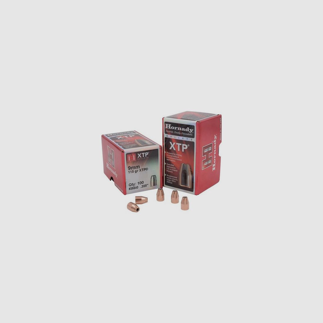 CAJA DE 100 BALAS HORNADY 9MM .355 115 GRS XTP