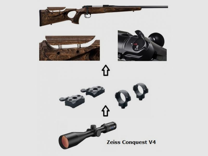 Mauser M12 MAX + Zeiss Conquest V4 3-12x56 + Montage + ... Komplettpaket