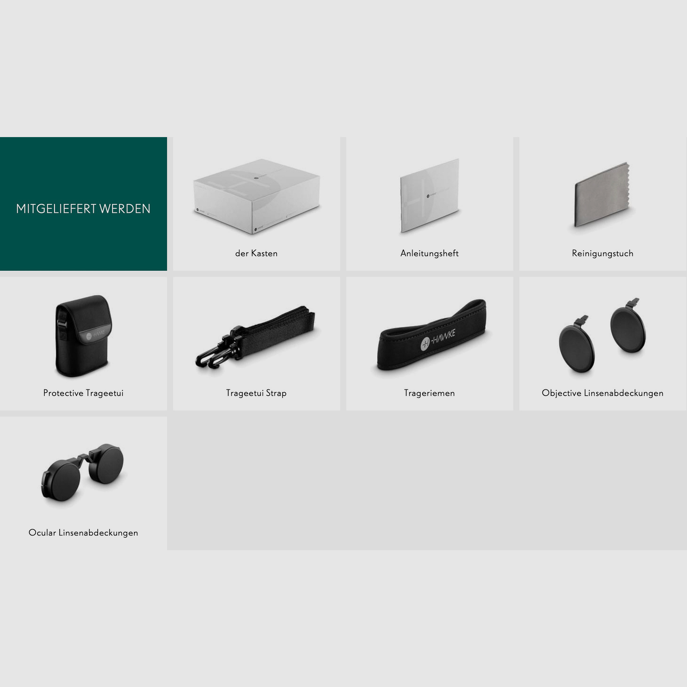 HAWKE 36220 Endurance Fernglas 8x56 mit Tasche und Trageriemen Grün