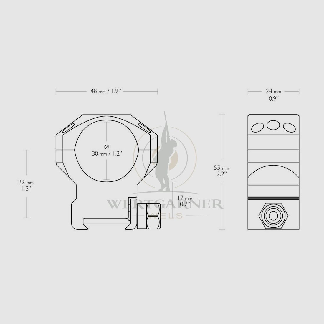 Hawke Tactical Ring Montagen Weaver 30mm hoch, Bild 1 von 2