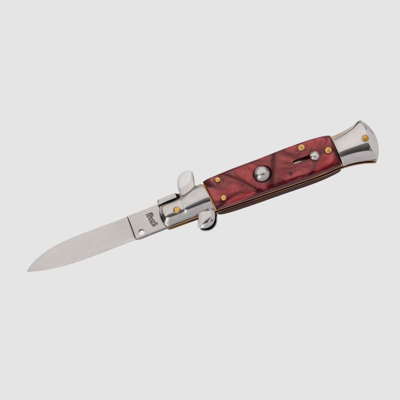 Coltello a molla, motivo marmo rosso stiletto classico