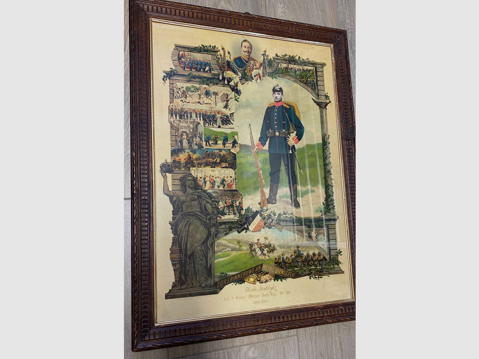 Pfeifenkopf und Reservistenbild, Reservistenpfeife, Porzellan, Reservisten, Rockholz 1905