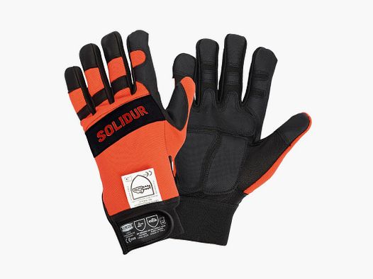 Solidur Handschuhe orange Klasse 1 Kettensägen-Schutz