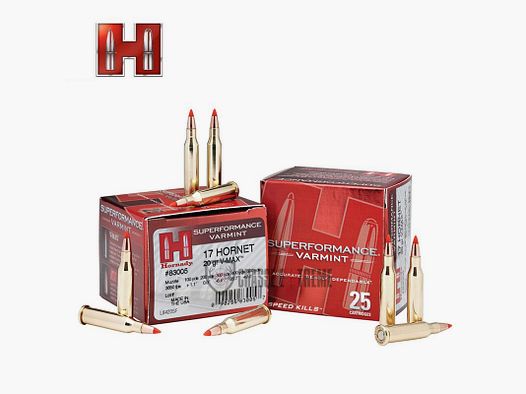 25 nabojów HORNADY Superformance Varmint 17 Hornet 20 Gr V-Max