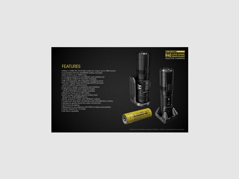Latarka Nitecore R40 ze Stacją Ładowania 1000 Lumenów, zdjęcie 29 z 30