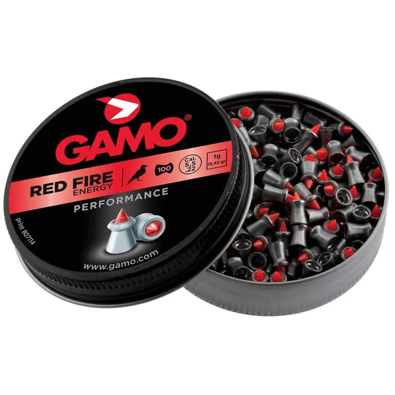 Box mit 125 Red Fire Diabolos spitz Kunststoff Kal. 4,5 mm, Bild 1 von 3