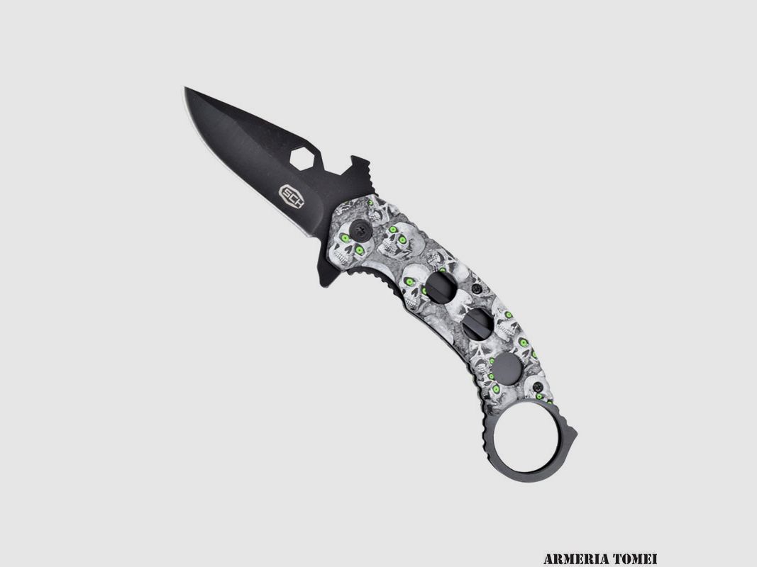 COLTELLO – SCK – TASCABILE CON APERTURA ASSISTITA -SKULL, immagine 1 di 2