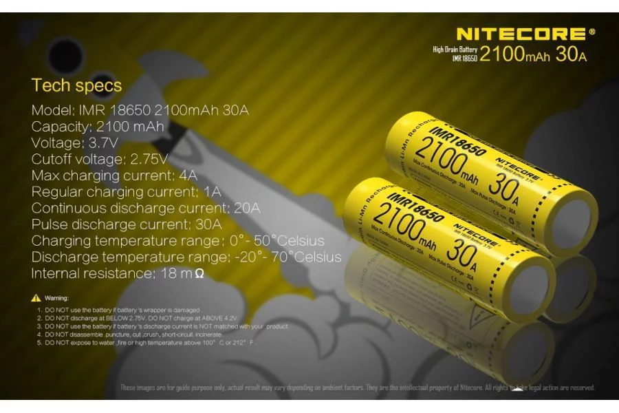 Nitecore IMR 18650-Akku 2100 mAh (LAT/NITECORE IMR18650 2100), Bild 18 von 20