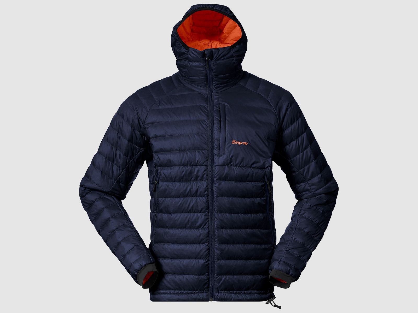 Bergans Vaagaa Light Down Jacket Hood Men Navy Blue/Alert Orange M