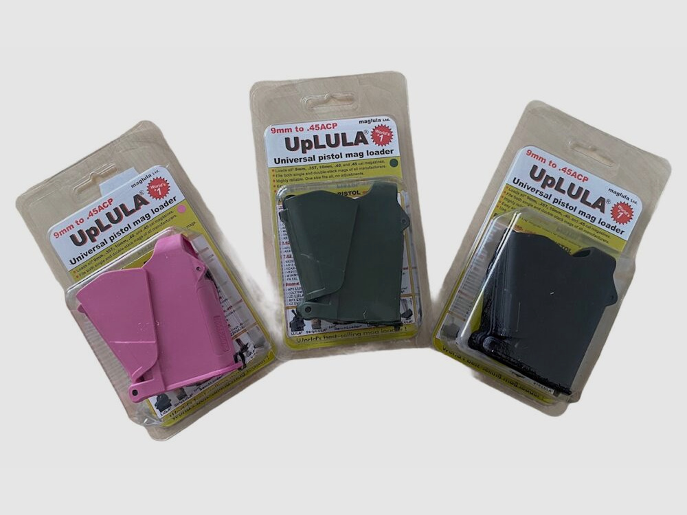 maglula UpLULA 9mm to 45ACP magazine loader black, green, pink