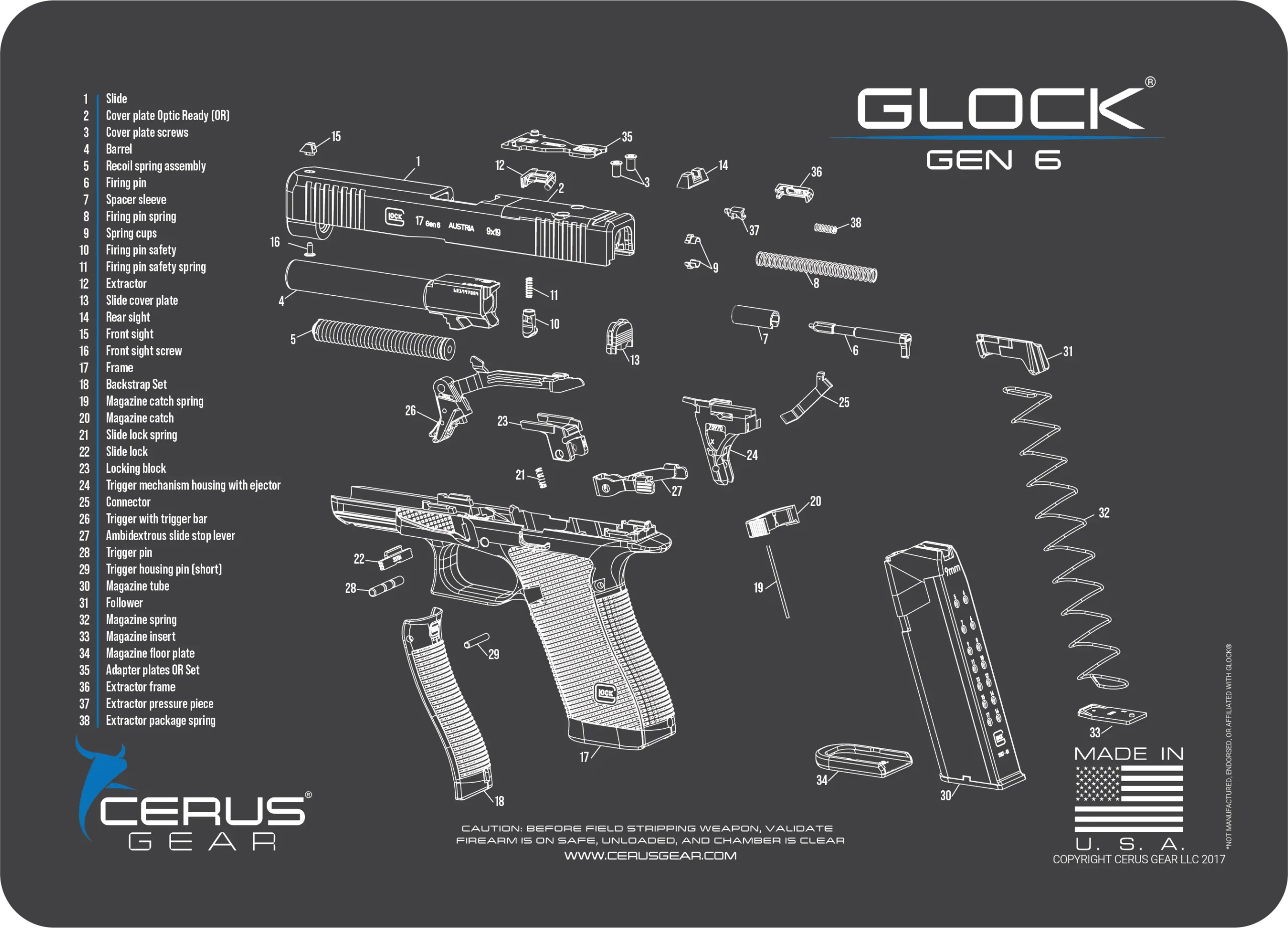 Cerus Gear – Renigungsmatte – Glock Gen 6