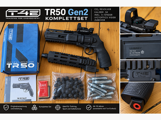 Umarex T4E TR50 Gen2 Kal. .50 mit X-Tender, VictOptics & Zubehör