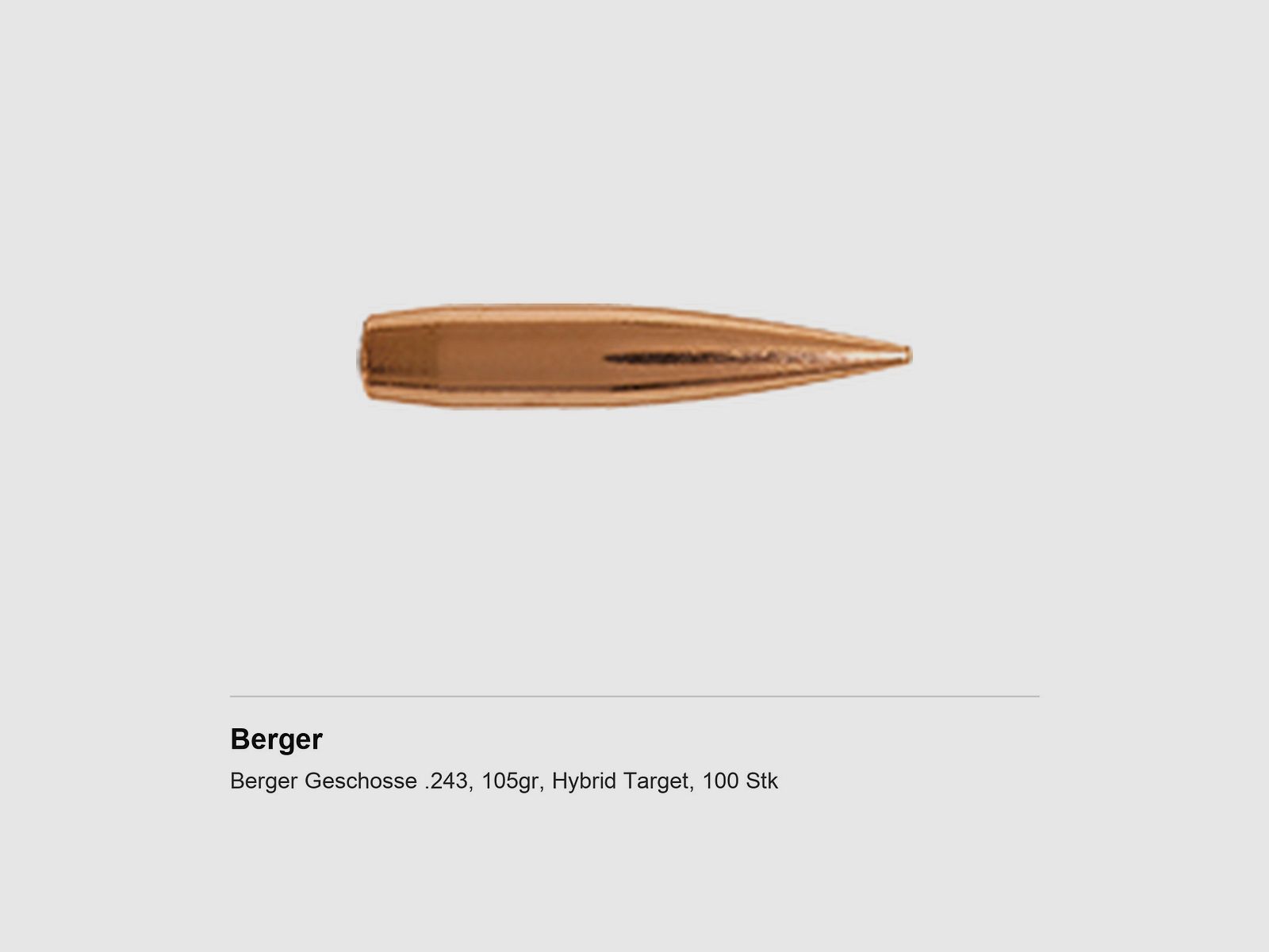 Berger Bullets .243, 105gr, Hybrid Target, 100 pcs