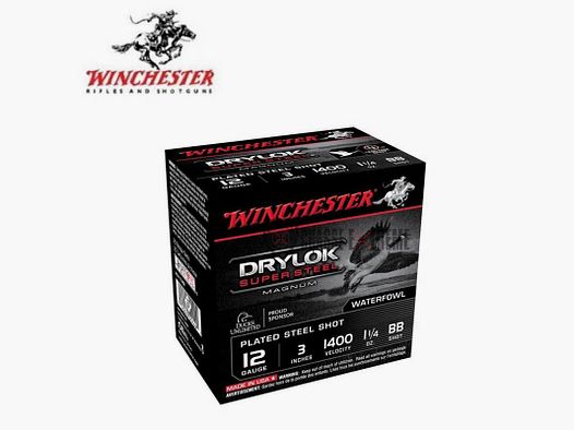 25 Cartouches WINCHESTER Drylok Super Steel 35g cal 12/76 Pb BB