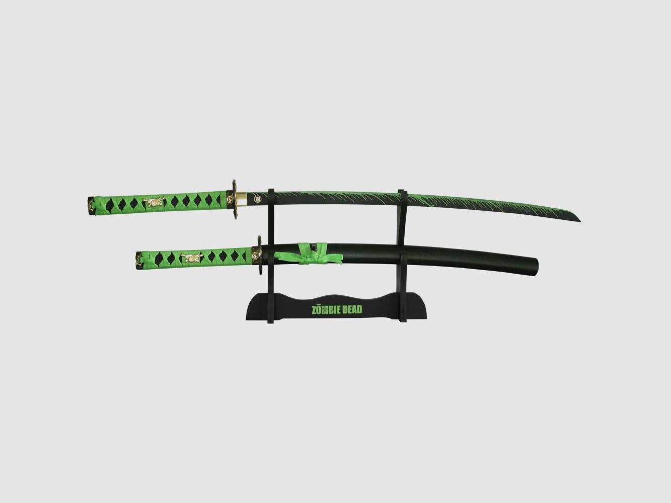2-piece Samurai set Zombie Dead 2x Samurai sword with 'stand