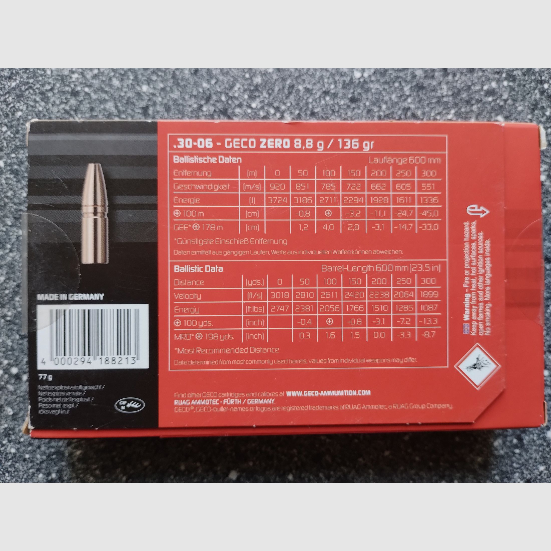 Geco Zero .30-06 bleifrei 25 Schuss 8,8g / 136gr