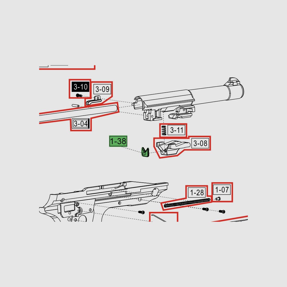 Laufaufnahmedichtung fĂĽr CO2 Pistole Walther P38 Kaliber 4,5 mm, Ersatzteil