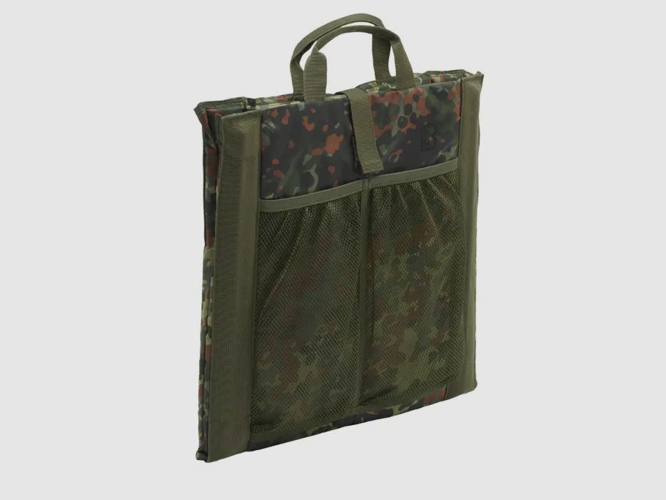 Folding seat with carrying handle + mesh pocket for 2 drink bottles - BW camouflage