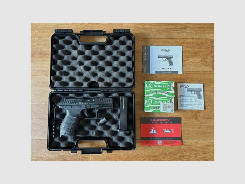 Walther PPQ M2 Schreckschusspistole 9mm P.A.K. | Neu & Unbenutzt | PTB | Koffer + 100 Platzpatronen