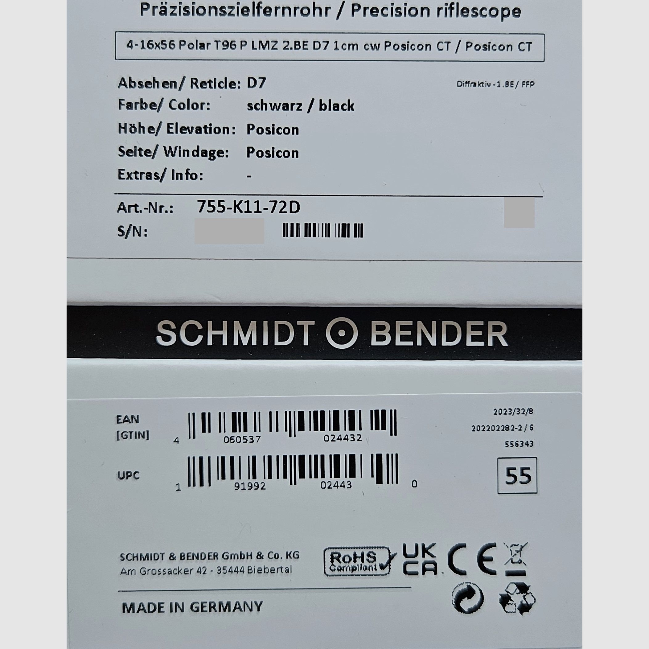 Neuware vom Fachhandel - Schmidt & Bender T96 Polar 4-16x56 P LMZ 2.BE D7 - Super-Sonderangebot !!!
